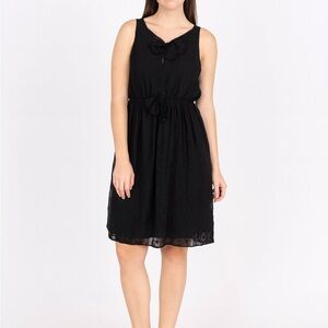 MILLY Polka Dot Silk Jacquard Bow Babydoll Dress